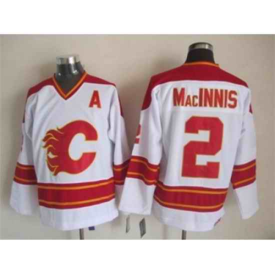 NHL Calgary Flames #2 Al MacInnis White CCM Throwback Jerseys